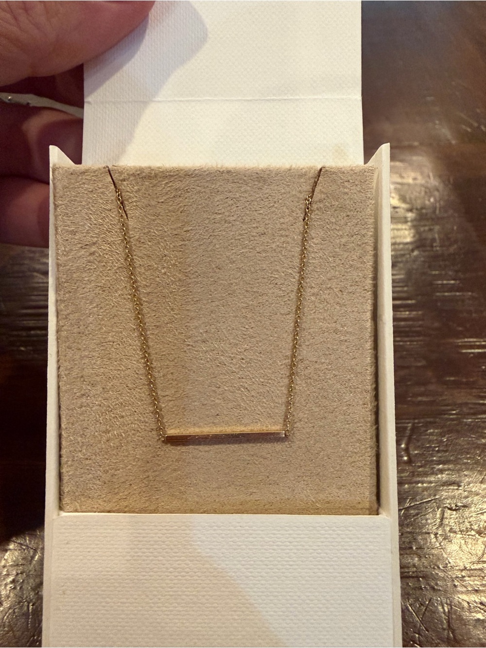 Vrai & Oro Delicate Gold Bar Necklace 14kt Gold
